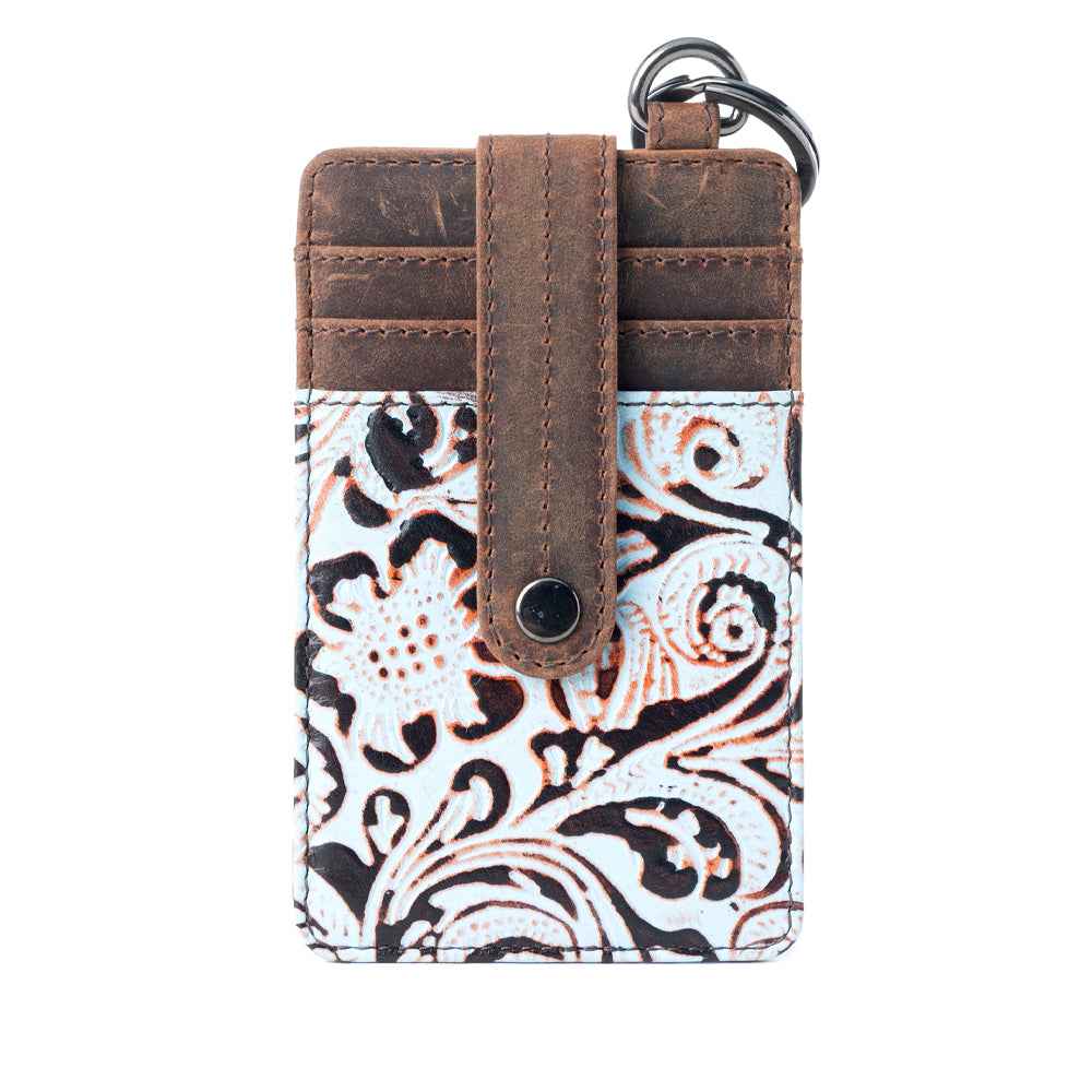 Myra Roper Embossed Card Holder for Women in blue with printed detail