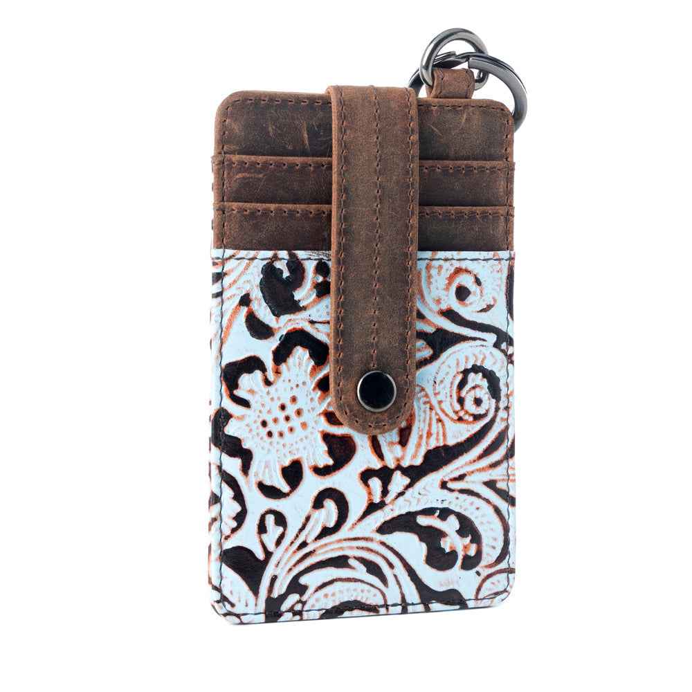 Myra Roper Embossed Card Holder for Women in blue with printed detail