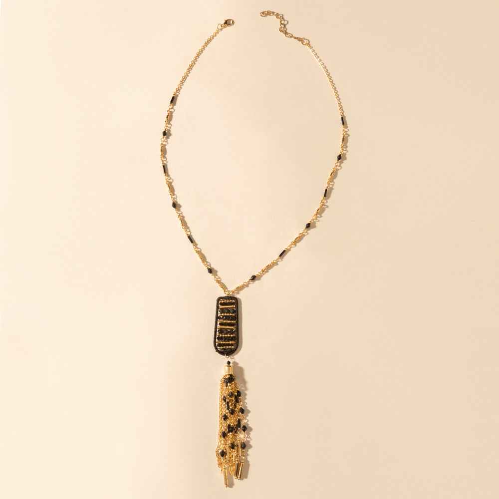 Myra Trailstamp Pendant Necklace in Burnished Tan