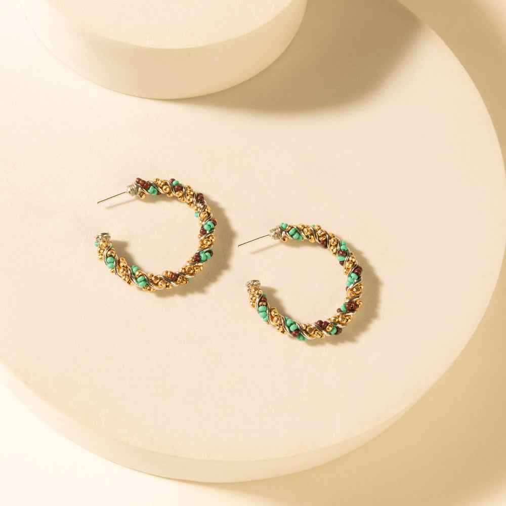 Myra Bronc Braid Hoop Earrings in Desert Turquoise
