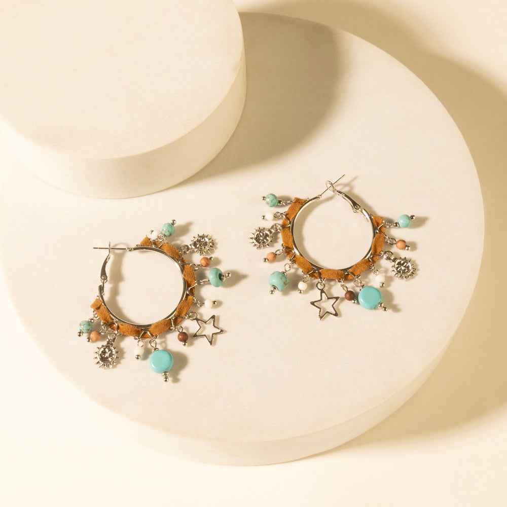 Myra Corral Charm Hoop Earrings in Sky Vein
