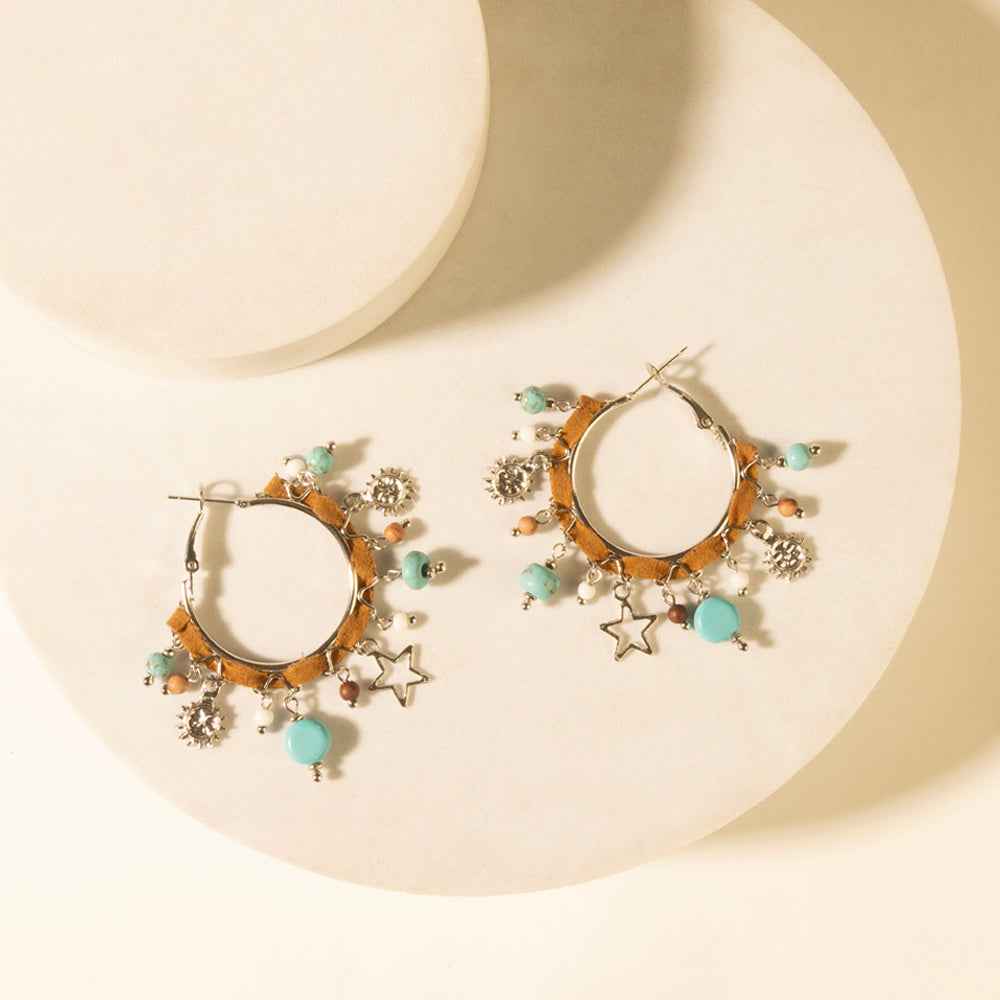 Myra Corral Charm Hoop Earrings in Sky Vein