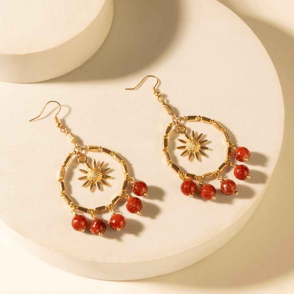 Myra Red Mesa Sun Hoop Earrings in Burnished Tan