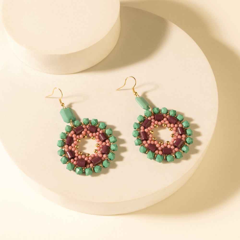 Myra Medallion Earrings in Turquoise Plum