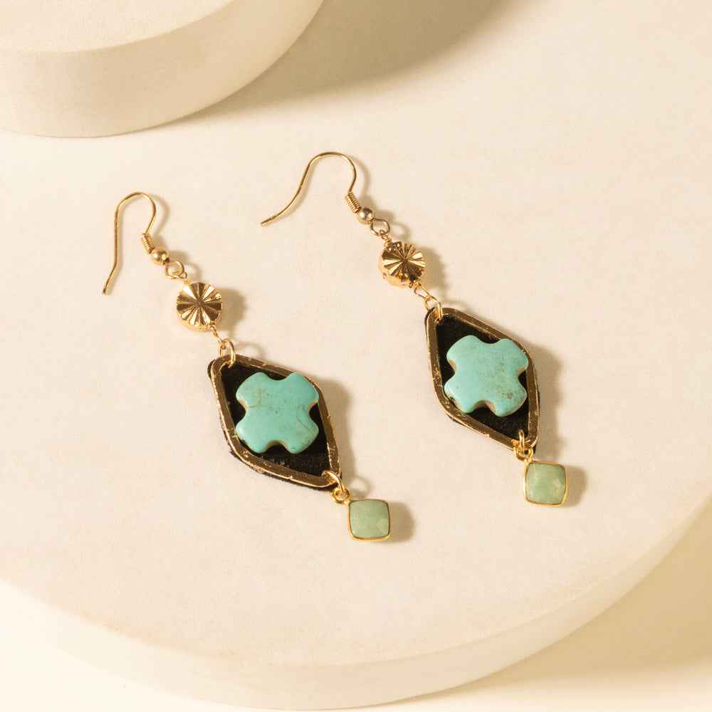 Myra Four Trails Clover Earrings in Desert Turquoise