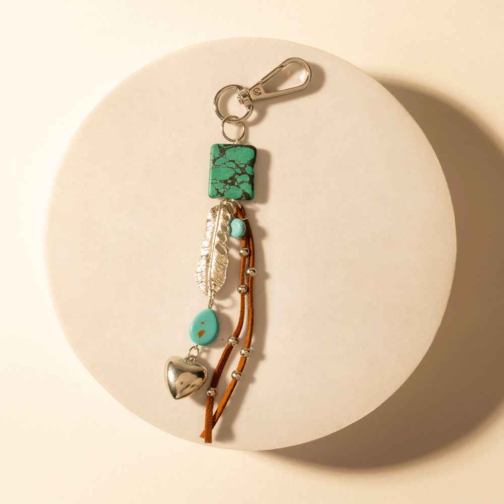Myra Longhorn Charm Keychain in Desert Turquoise
