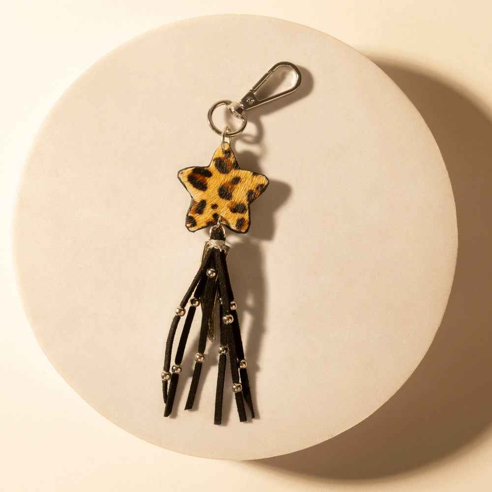 Myra Rodeostar Fringe Keychain in Desert Hide Mix