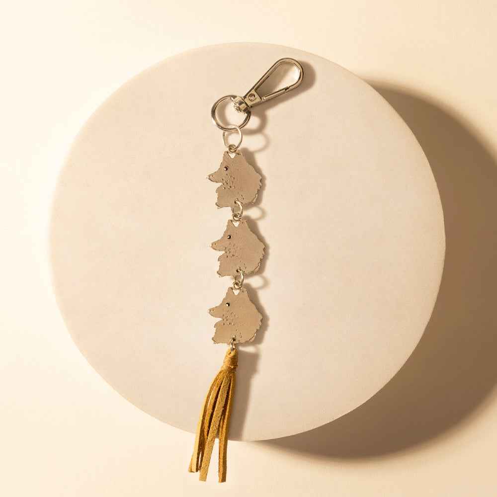 Myra Rangefeather Fringe Keychain in Saddle Tan