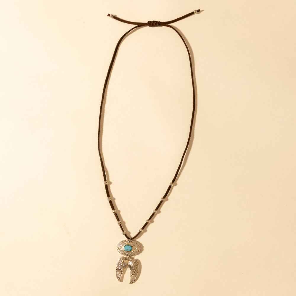Myra Windspur Feather Necklace in Desert Turquoise