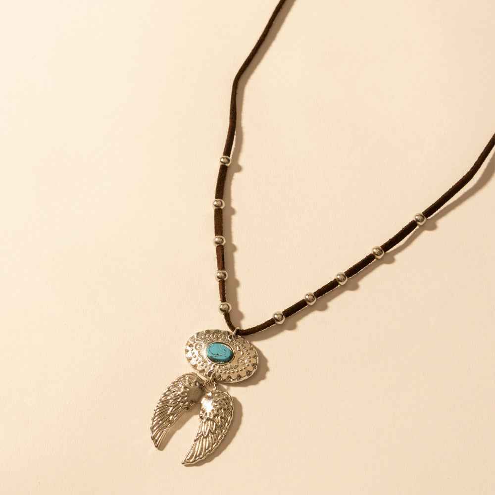 Myra Windspur Feather Necklace in Desert Turquoise