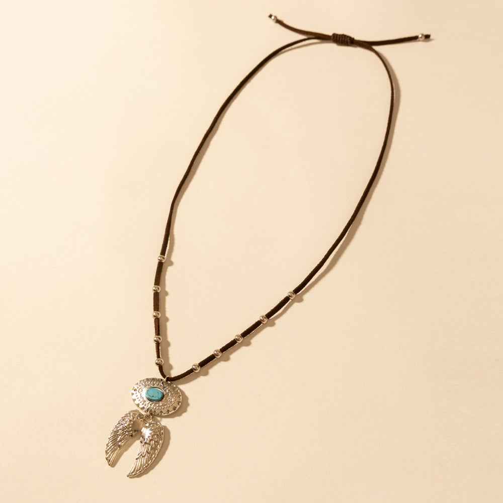 Myra Windspur Feather Necklace in Desert Turquoise