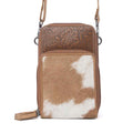 Myra Rustler Ridge Embossed Leather Hairon Sling Bag in Sandstone Cream