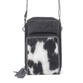 Myra Rustler Ridge Embossed Leather Hairon Sling Bag in Slate Smoke