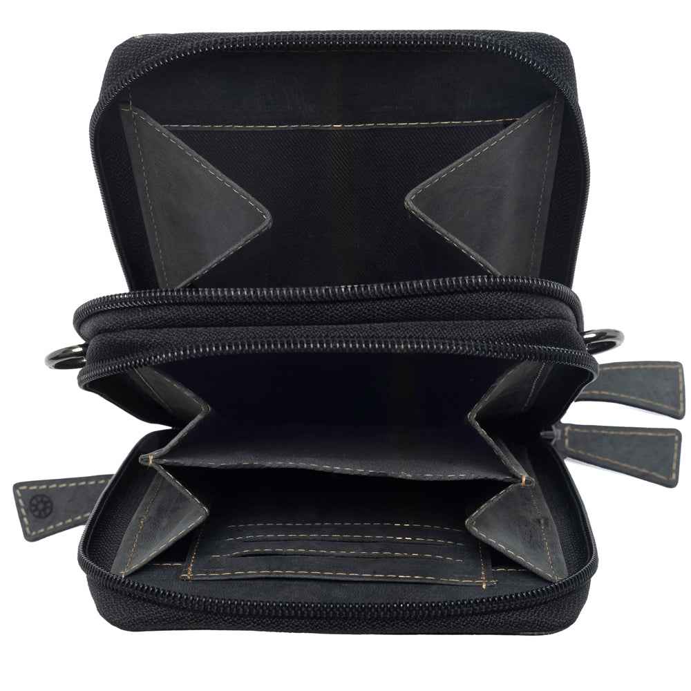 Myra Rustler Ridge Embossed Leather Hairon Sling Bag in Slate Smoke