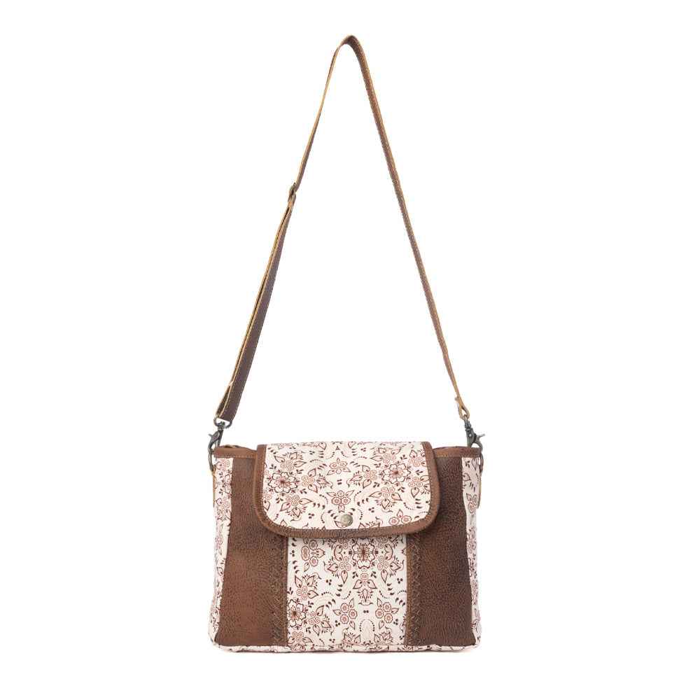 Myra Oakline Cotton & Leather Shoulder Bag in Mocha Beige