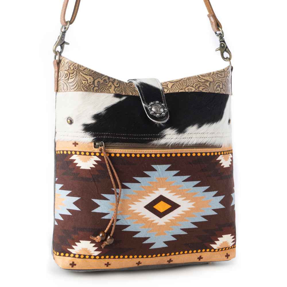 Myra Wovenstone Western shoulder Bag for Women in rust with Aztec detail
