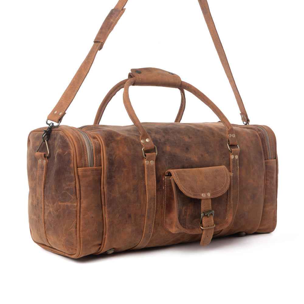 Myra Redmont Leather Traveller Bag in Amber Brown
