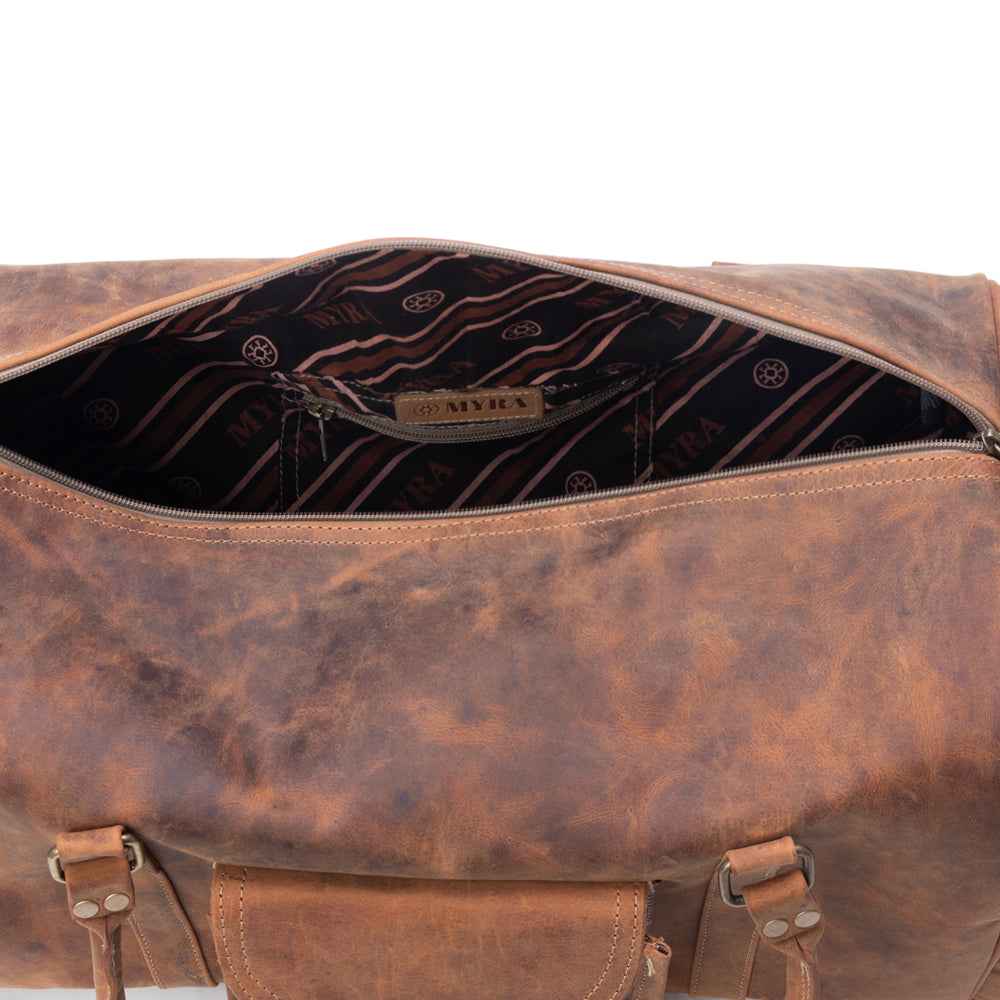 Myra Redmont Leather Traveller Bag in Amber Brown