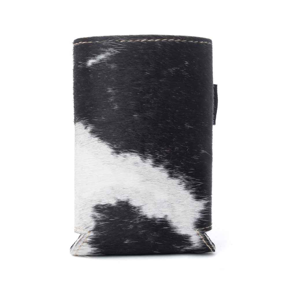 Myra Birch Valley Hairon Leather Beer Can Holder in Ivory Slate