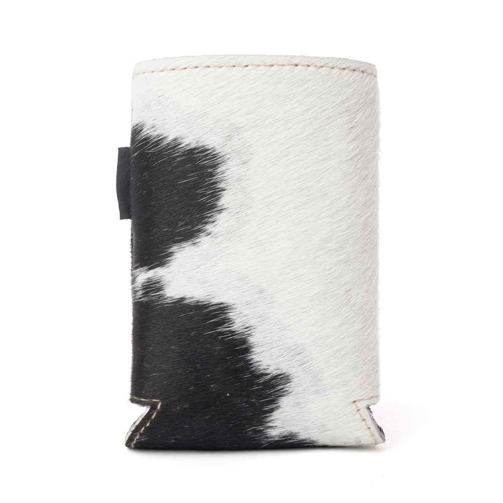 Myra Birch Valley Hairon Leather Beer Can Holder in Ivory Slate