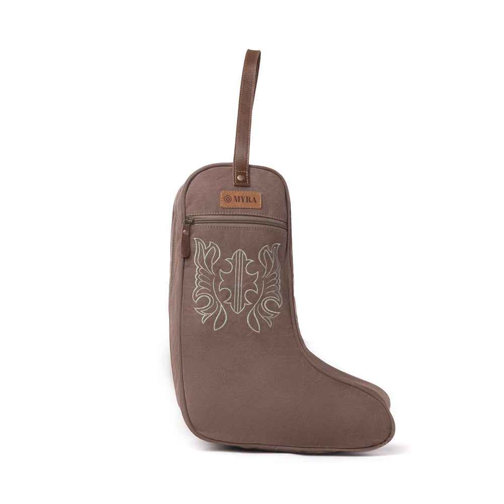 Myra Sunstone Cotton & Leather Boot Bag in Sandy Taupe