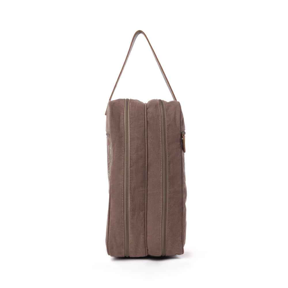 Myra Sunstone Cotton & Leather Boot Bag in Sandy Taupe