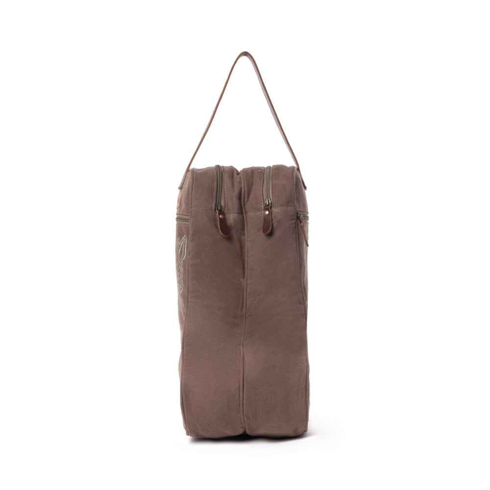 Myra Sunstone Cotton & Leather Boot Bag in Sandy Taupe