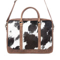 Myra Ironpeak Hairon Leather Laptop Bag in Coal Snow