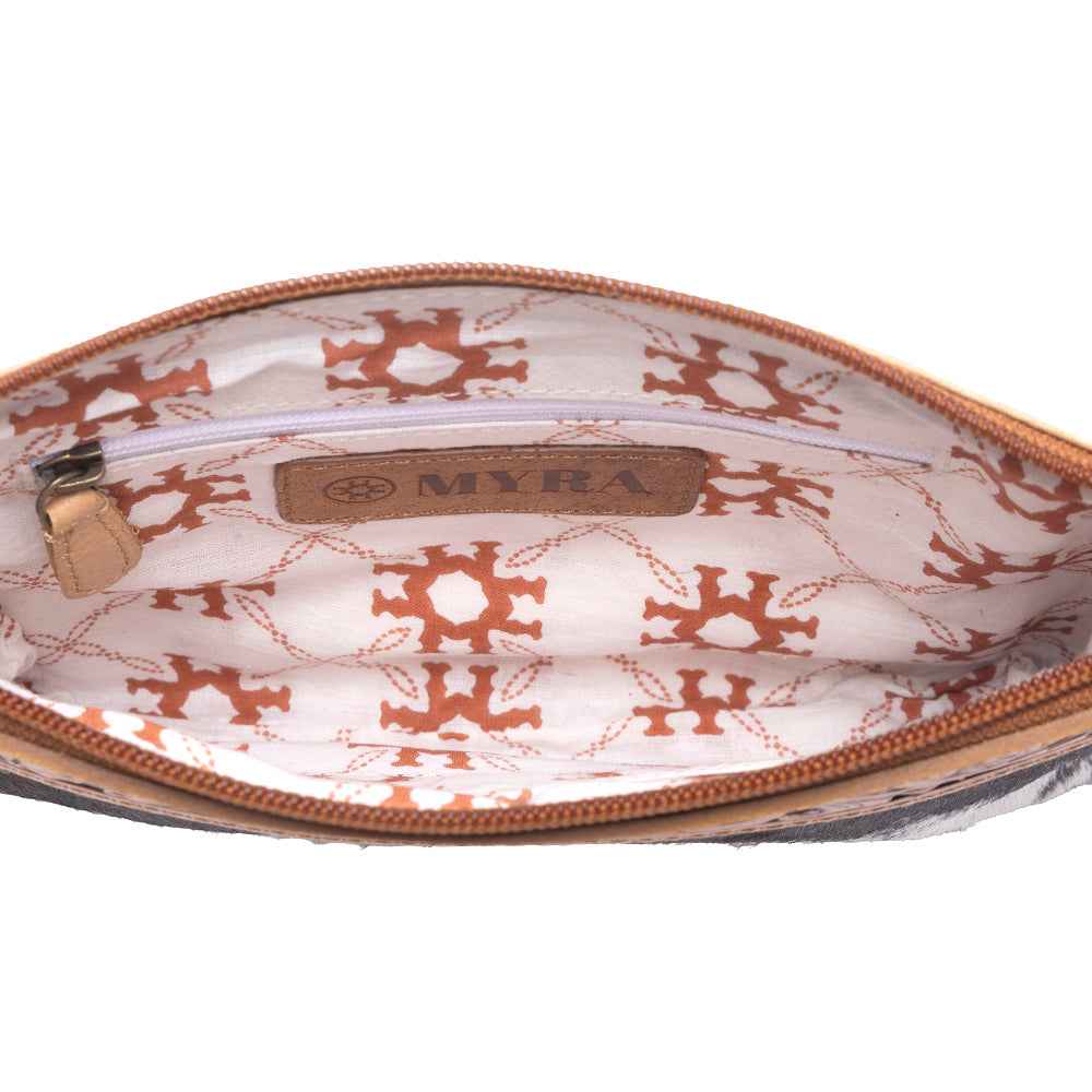 Myra Stone Barrow Hairon Leather Bag in Ochre Frost