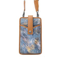 Myra Cedar Snake Print Leather Cell Phone Holder in Turquoise Sand