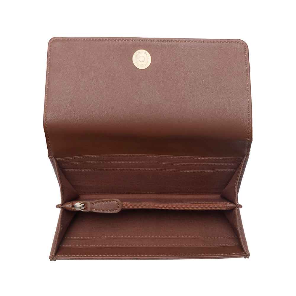 Myra Rustwood Concho Leather Women’s Wallet in Charcoal Cream