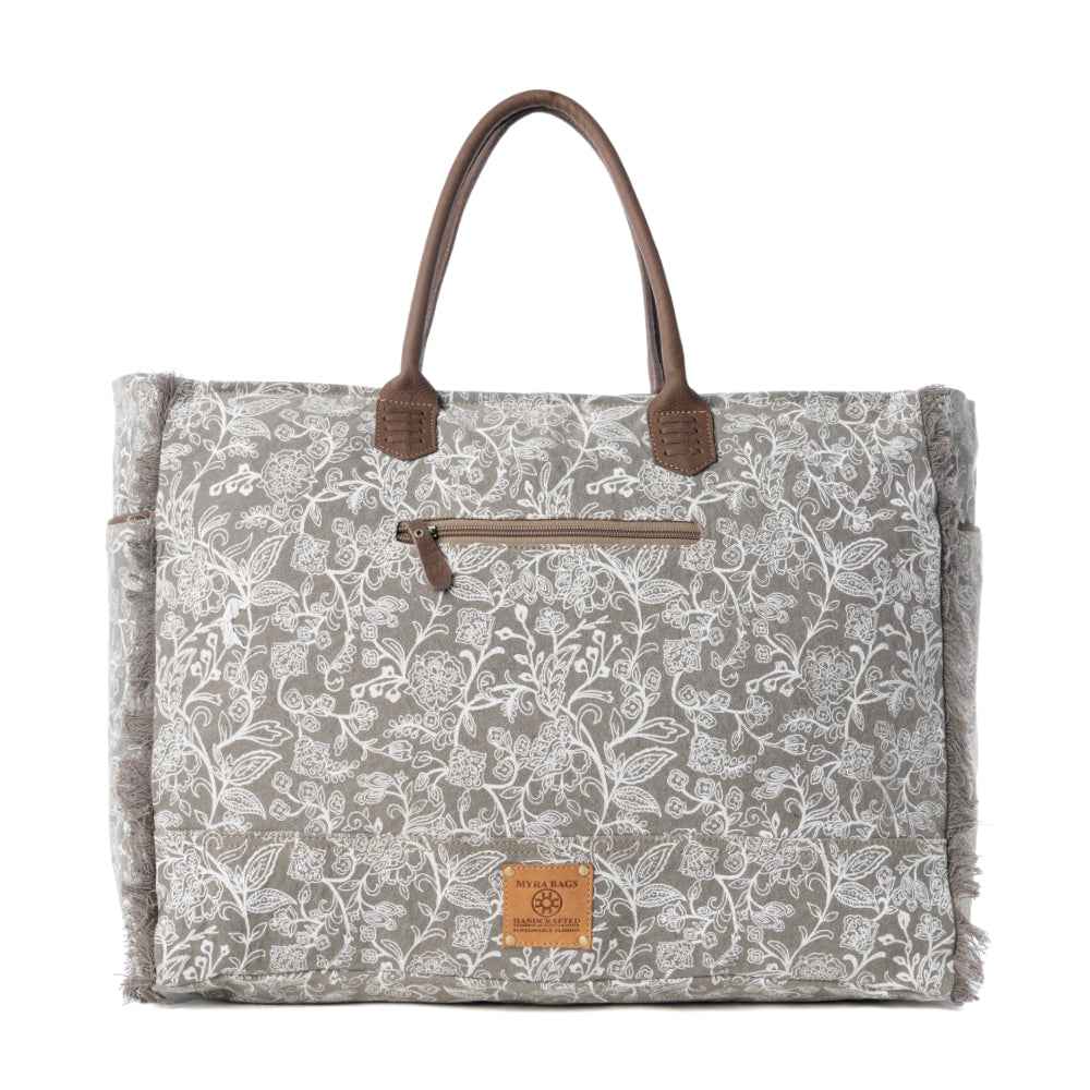 Myra Wildstar Pony Western Weekender Bag for Women in white with hairon detail