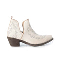 Myra Tempest Embroidered Cowgirl Booties in Ivory for Women in Genuine Leather with Snip Toe