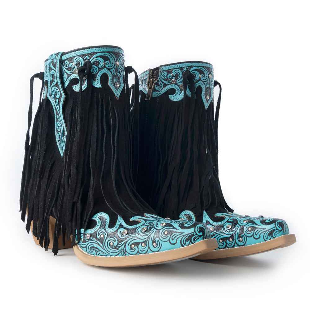 Myra Nashville Nights Boots for Women in Twilight, Handtooled Genuine Leather with Swarovski Stones