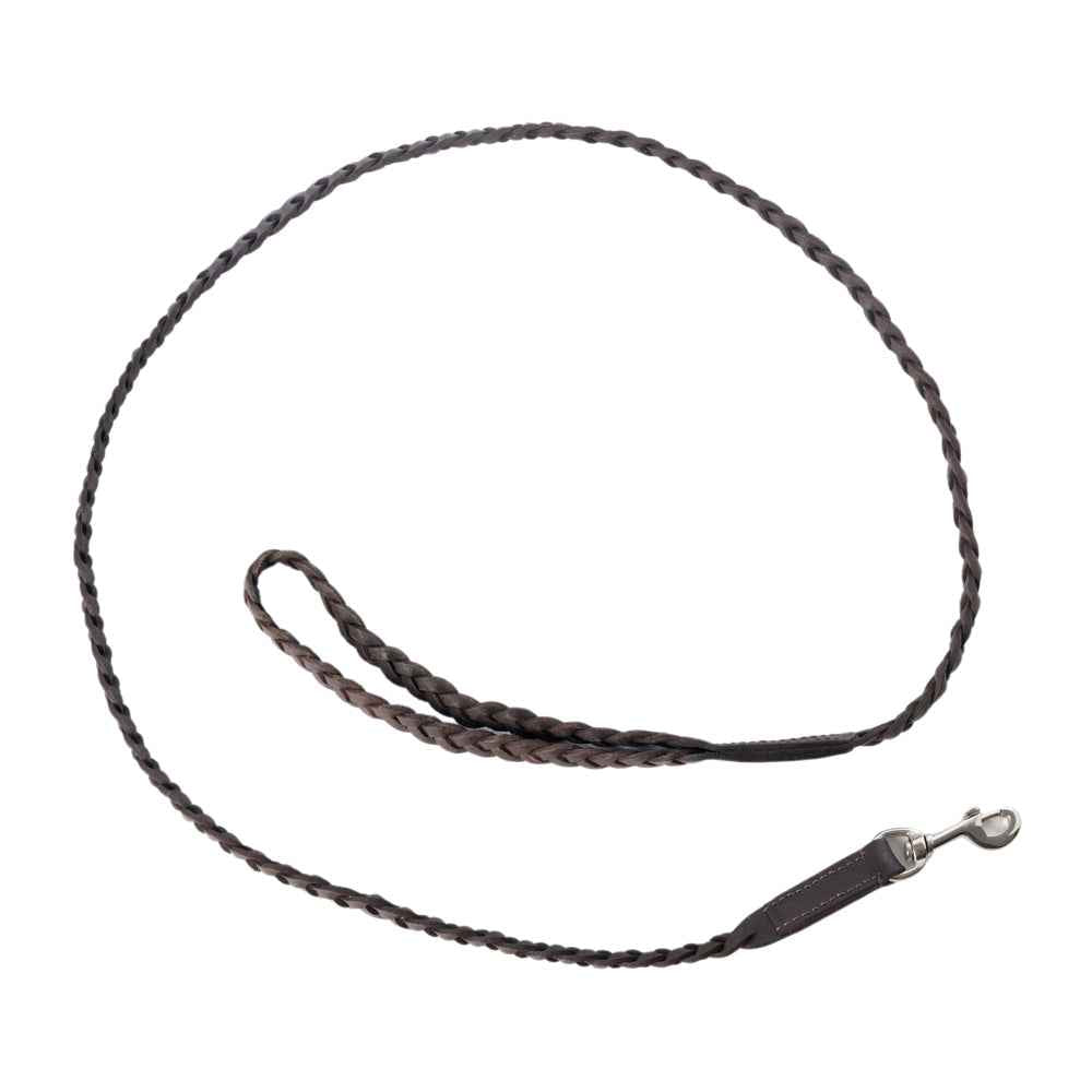 Trailbound Leather Dog Leash in Rustic Brown with Braided Design and Metal Hook