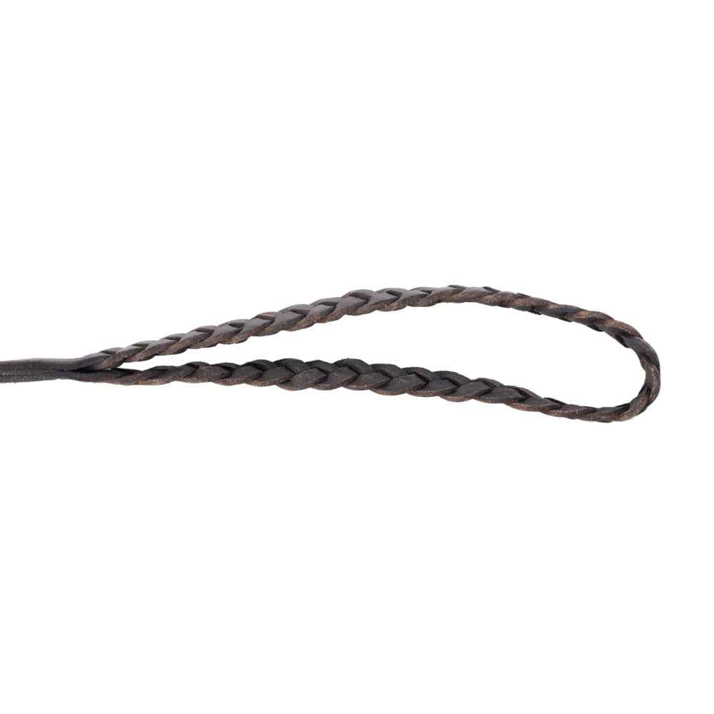 Trailbound Leather Dog Leash in Rustic Brown with Braided Design and Metal Hook