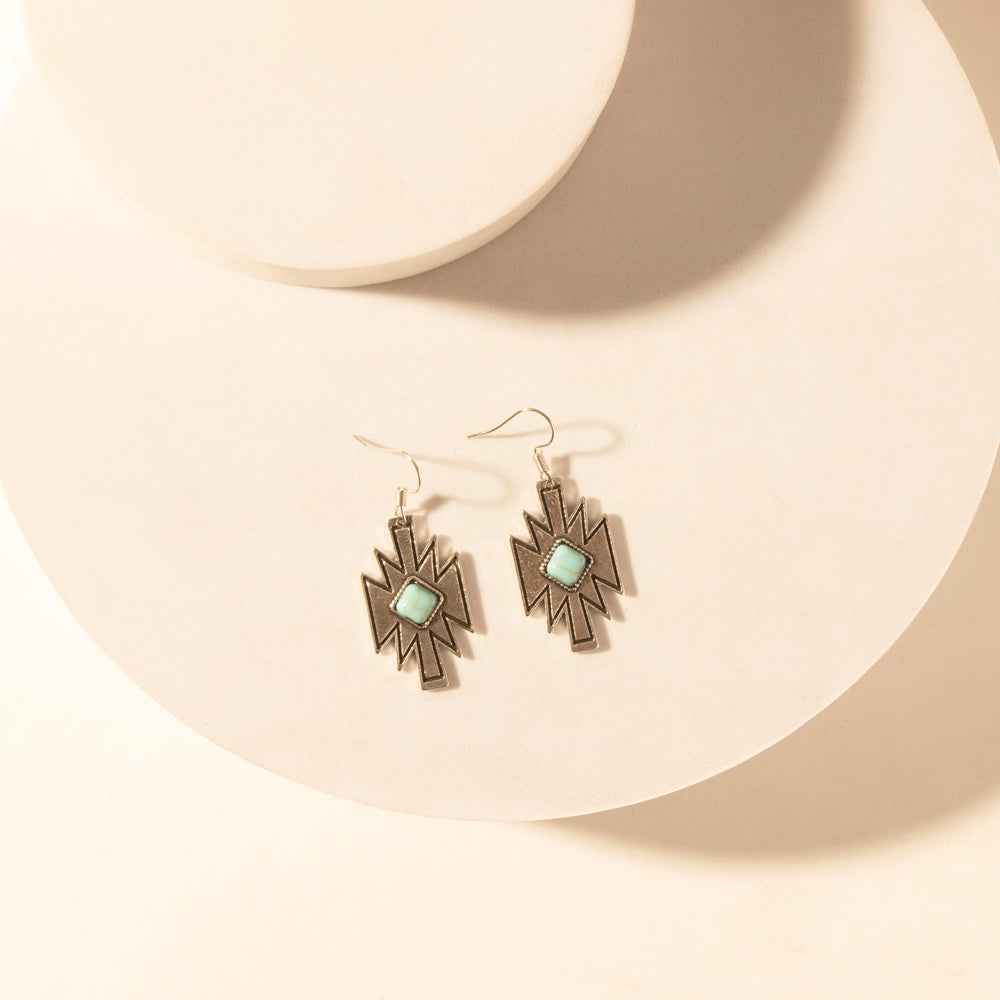 Myra Starburst Earrings for Women with Turquoise Center