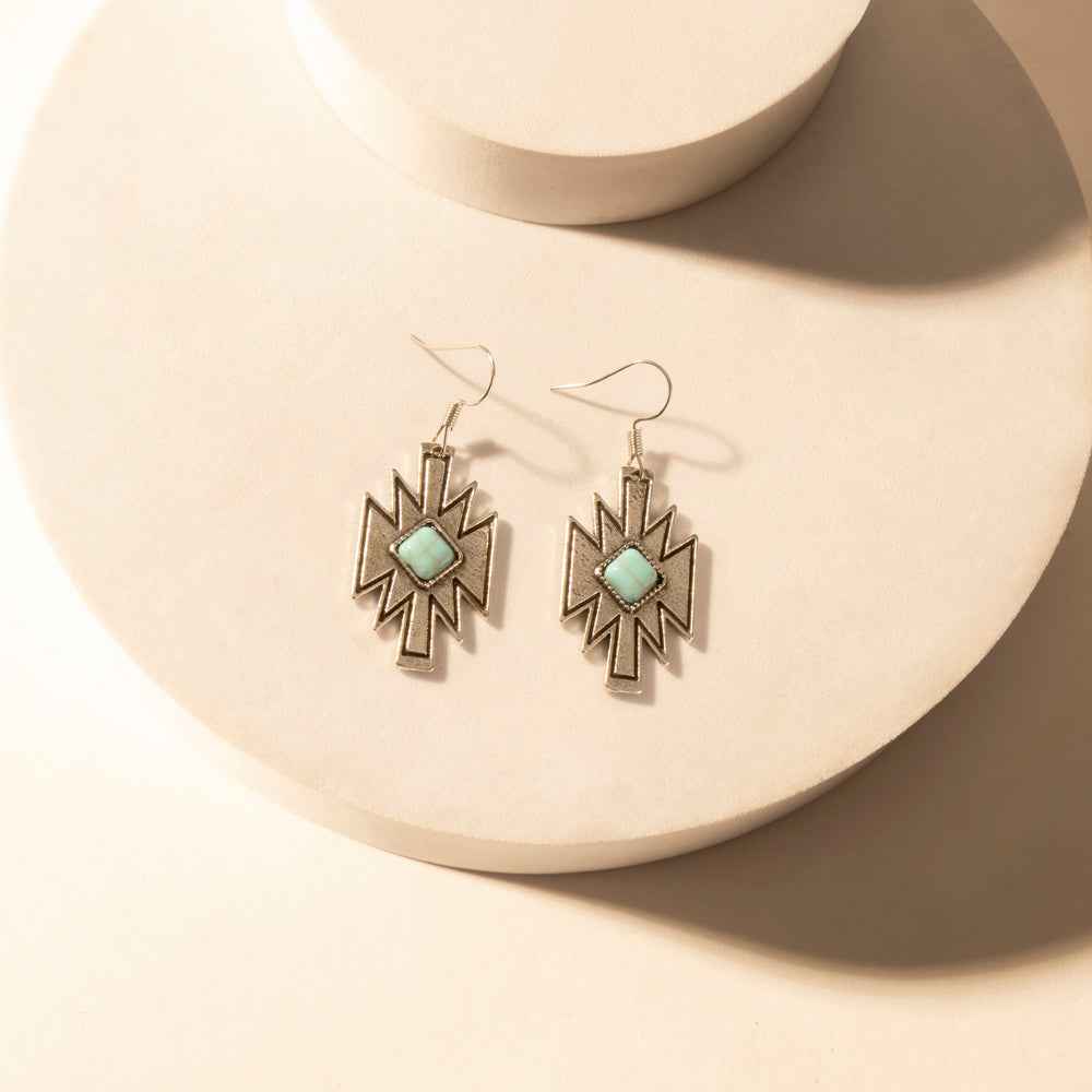 Myra Starburst Earrings for Women with Turquoise Center