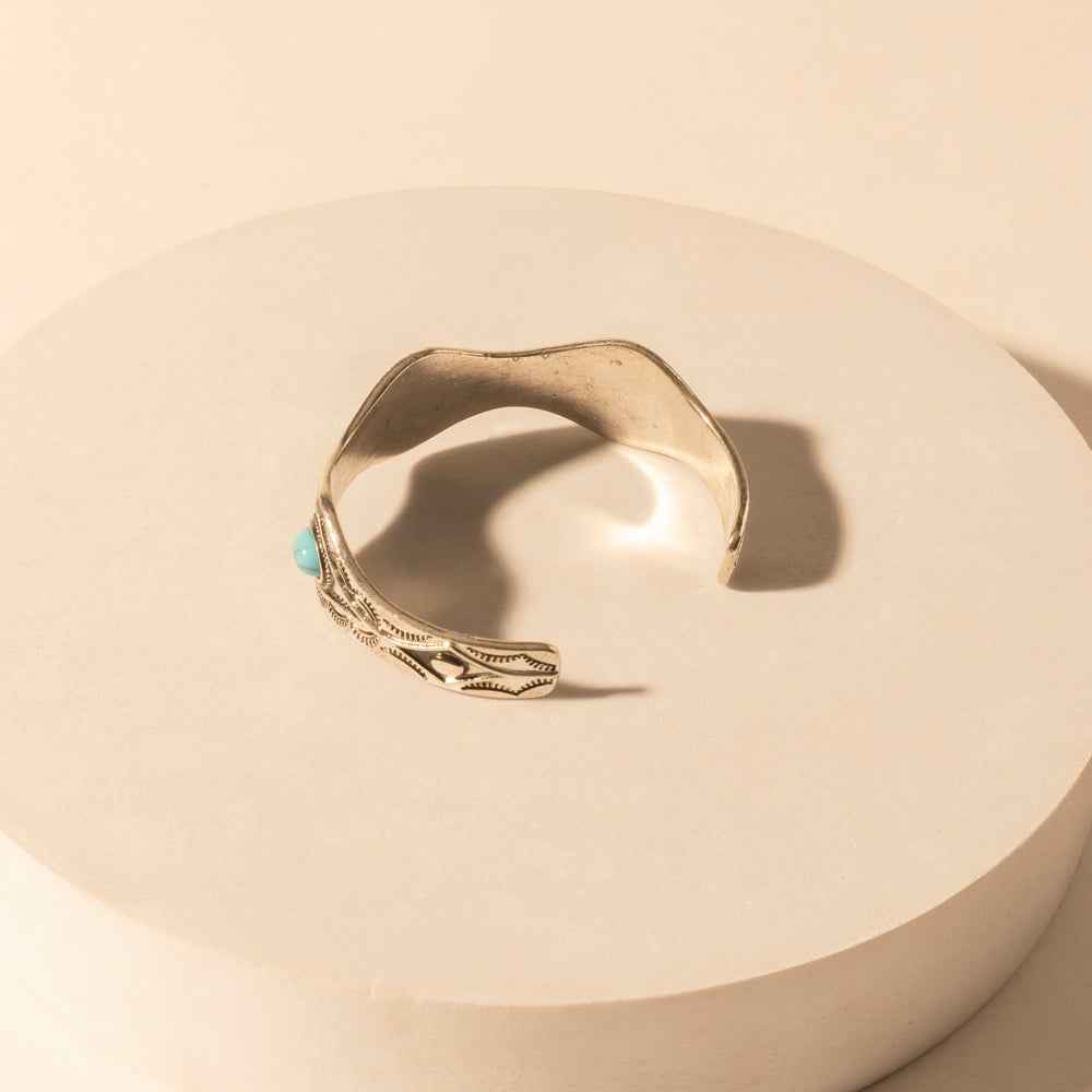 Myra Sedona Stone Cuff for Women with turquoise stones and engraved detail in premium style