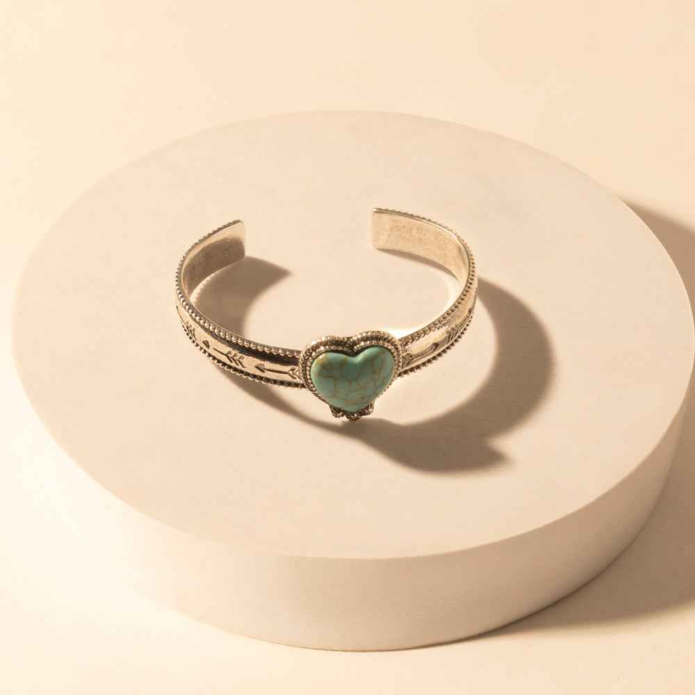 Myra Wildheart Stone Cuff Bracelet for Women with turquoise and arrow detail for everyday western wear