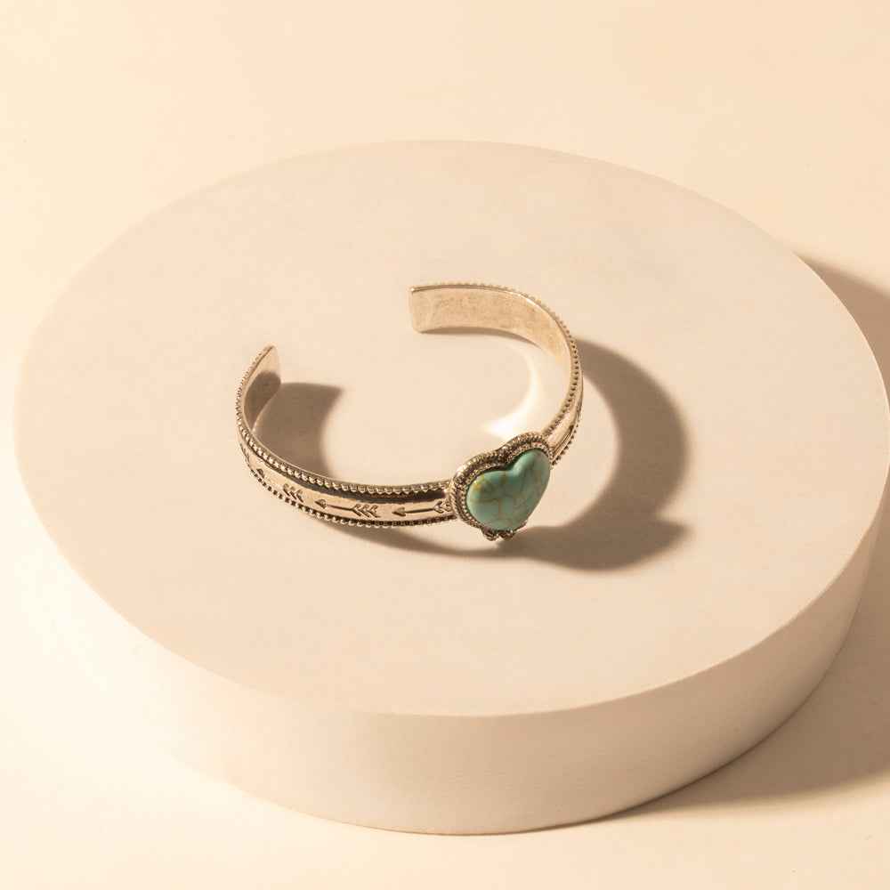 Myra Wildheart Stone Cuff Bracelet for Women with turquoise and arrow detail for everyday western wear