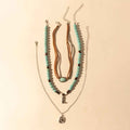 Myra Cody Charm Layered Necklace for Women with turquoise beads and horseshoe detail for western wear