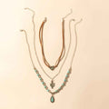 Myra Boho Mesa Layered Necklace for Women with turquoise bead and cactus pendant detail for western wear