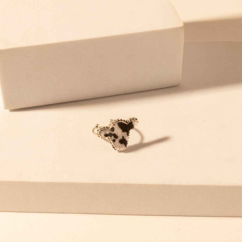 Myra Rodeo Hide adjustable Ring for Women with hair-on cowhide detail for premium western wear