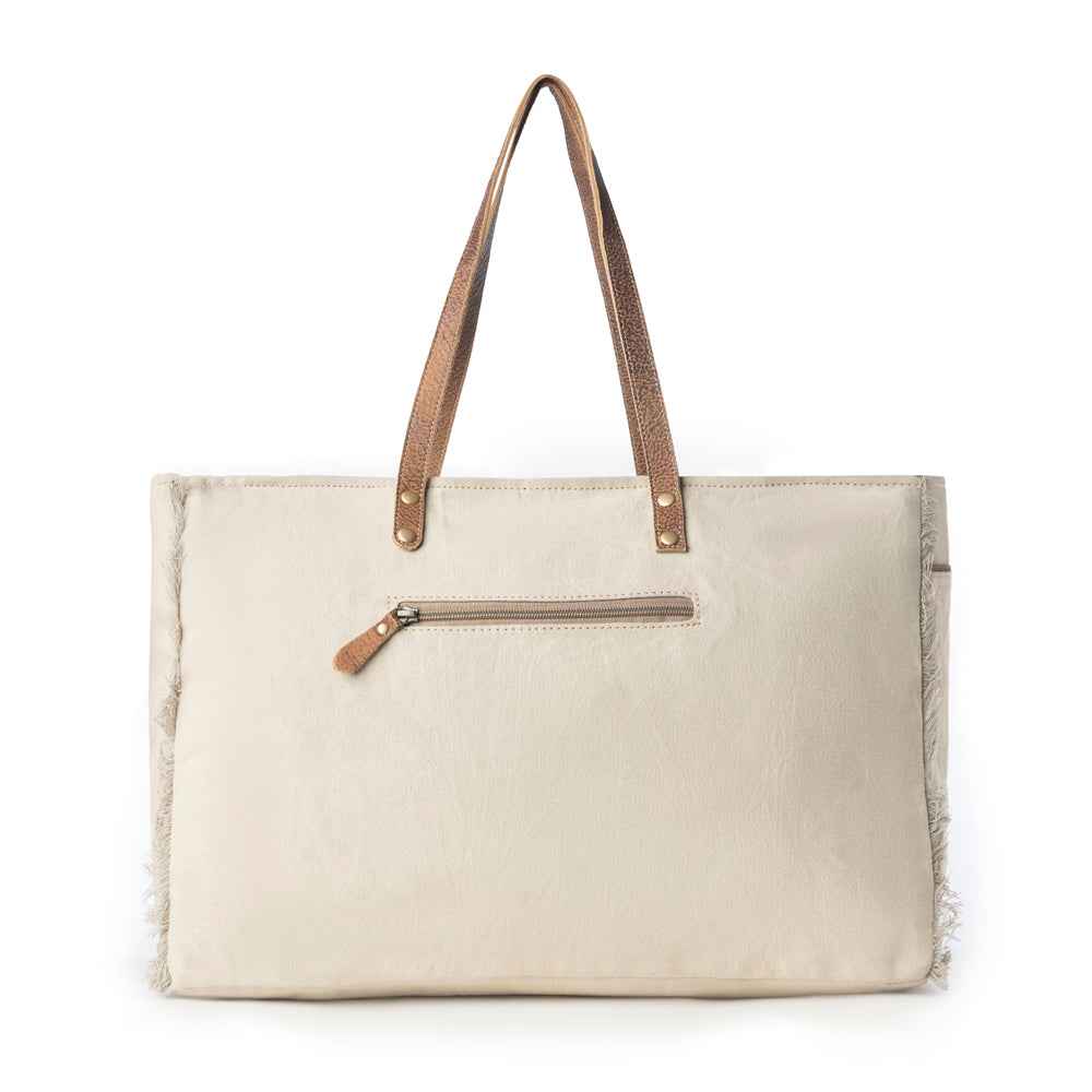 Myra Wildmandala Weekender Bag for Women in ivory with vintage print detail