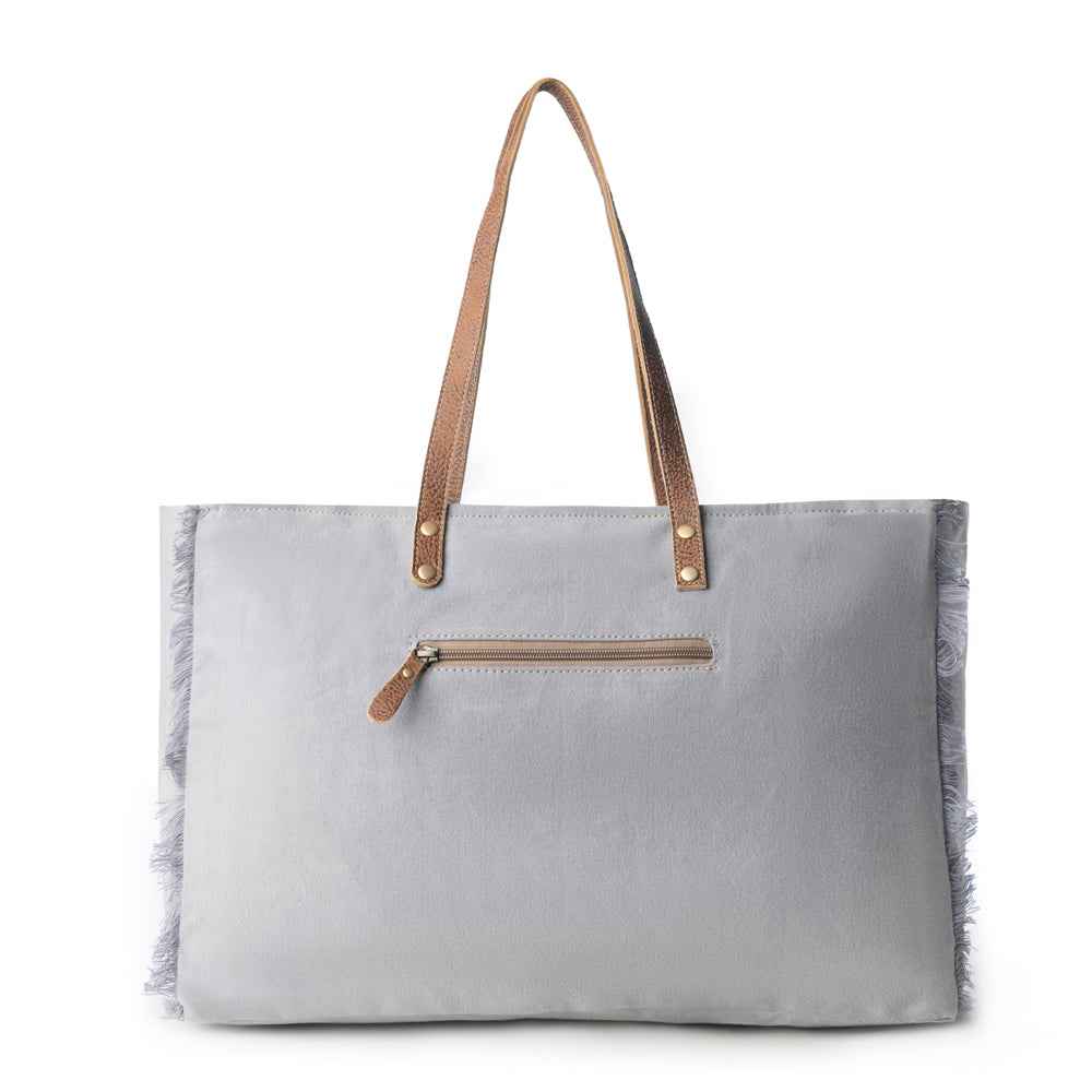 Myra Wild Compass Weekender Bag for Women in sage with vintage print detail