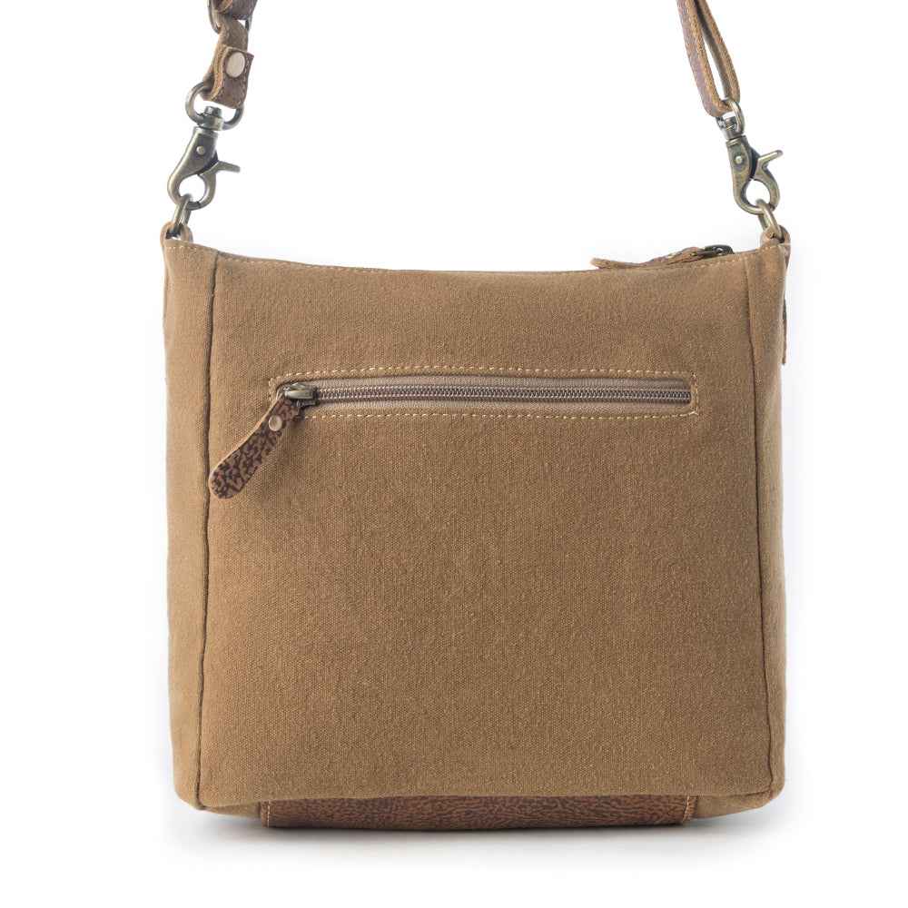 Myra Crestbloom Vintage Crossbody Bag for Women in navy with print detail