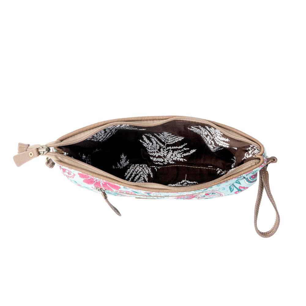 Myra Wild Posy Crossbody Bag for Women in agave with print detail