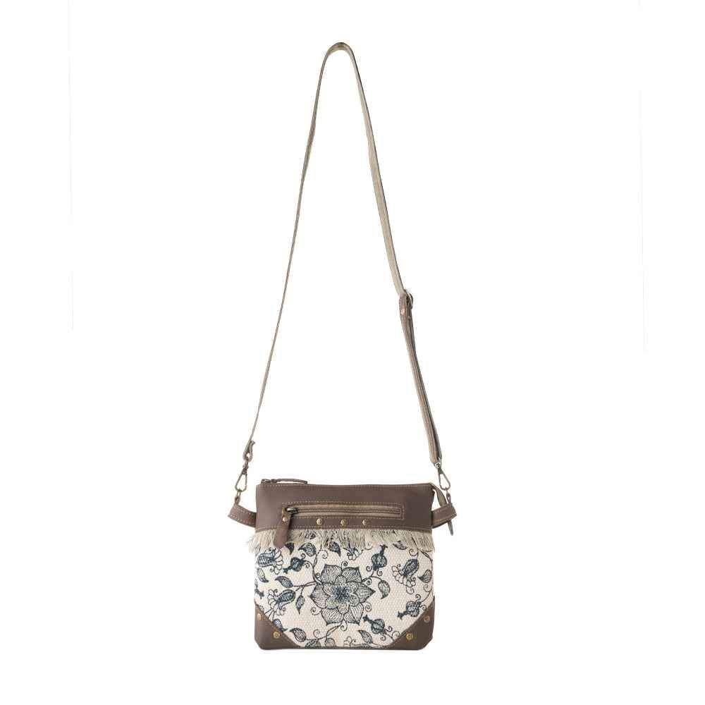 Myra Inkwild Vintage Crossbody Bag for Women in ivory with fringe detail