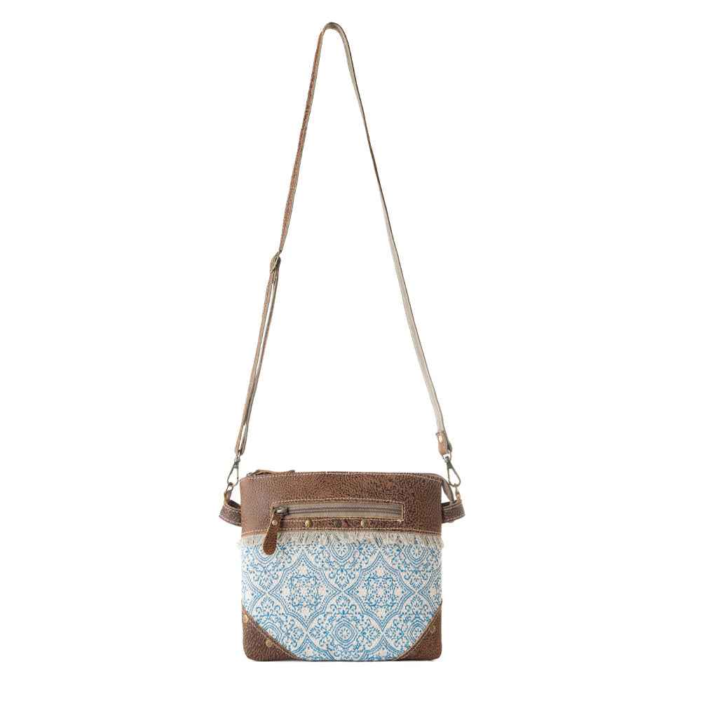 Myra Inkwild Vintage Crossbody Bag for Women in blue with fringe detail